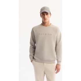 Resim AVVA Erkek Gri Bisiklet Yaka Pamuklu Bi-Stretch Baskılı Regular Fit Sweatshirt A52Y1249 