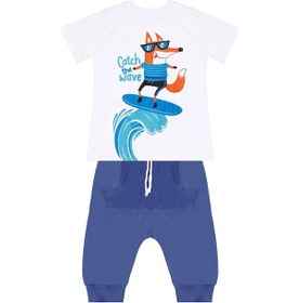 Resim Denokids Surf Fox Erkek Çocuk T-shirt Kapri Şort Takım Çok Renkli 