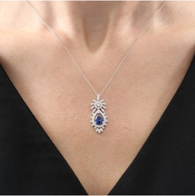 Resim Effective Diamond Bereket Damlası Sentetik Safir Gümüş Kolye 