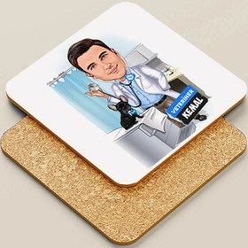 Resim Erkek Veteriner Karikatürlü Bardak Altlığı 