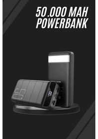 Resim Taşınabilir Powerbank 50.000 Mah 4 Girişli Hızlı Şarj Led Göstergeli Fenerli Şarj Çoklu 