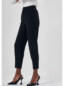 Resim Mizalle Keten Dokulu Fit Siyah Pantolon Siyah 