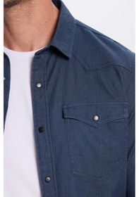 Resim Tudors Erkek Slim Fit Dar Kesim Çift Cepli Denim Kot Lacivert Gömlek-31927 Lacivert 
