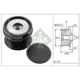 Resim Ina 535025210 Alternator Kasnagi 1704925 1763143 1830920 