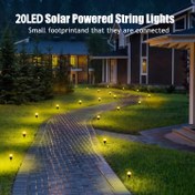 Resim 10/20/40 LED Güneşli Dış Mekan Kristal Yolu Işıkları, Bahçe Yolu Işıkları, Güneş Enerjili, Düğme Kontrolü, 8 Aydınlatma Modu, IP44, Bahçe, Park, Avlu, Kamp, Parti Süsleme Işıkları 