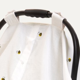 Resim Happy Bee %100 Organik Pamuk UV Korumalı Müslin Çıtçıtlı Puset Örtüsü (UPF 30+) 
