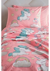 Resim Enlora Home Baskılı Pike Takımı Tek Kişilik Unicornio Pembe 