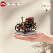 Resim 2D Düz, 1 Adet Vintage Buharlı Araba Modeli - Altın ve Siyah Retro Tasarımlı Döner Akrilik Masaüstü Dekoru, Güç Gerektirmez, İç/Dış Mekan Kullanımı, Şık Ofis & Ev Dekorasyonu, Koleksiyoncular için Klasik Otomotiv Replika Hediyesi, 2D Düz 