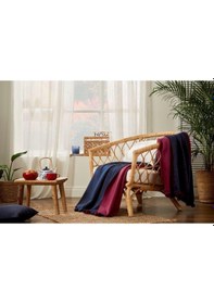 Resim Özdilek Pamuklu Colourist Marino-Kirsh Ponponlu Çift Kişilik Battaniye Lacivert 