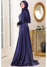 Resim Esilanur Mihrimah Tesettür Abiye Lacivert Lacivert 