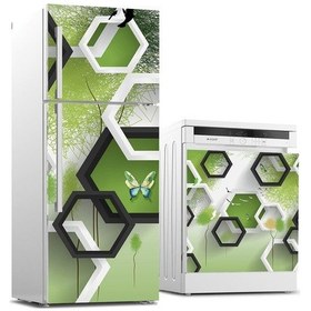 Resim Buzdolabı Ve Bulaşık Makinası Beyaz Eşya Sticker Kaplama Yeşil Al 