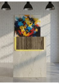 Resim Resital Ledli Karşılama Bankosu G-90 Cm Ofis Kasa Resepsiyon Masası Banko-003-8-2 