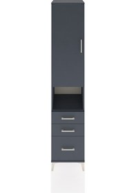 Resim Hyperion Dolap 4 Raflı 3 Çekmeceli Tek Kapaklı 44x44x221 Antrasit-antrasit Antrasit 