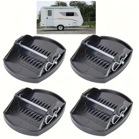Resim 4 adet Evrensel RV Jack Pedleri, Ağır Hizmet, Plastik, Çelik Ayaklarla, Ayarlanabilir Tekerlek Ayak Desteği, RV, Karavan, Trailere, Kampçılığa, Dış Mekan Kullanımı için RV Blokları 