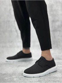 Resim aradimtaradim BA0003 Bağcıklı Klasik Spor Keten Siyah Beyaz Taban Casual Erkek Ayakkabı 
