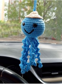 Resim Mony Tasarım Amigurumi Sevimli Ahtapot El Emeği Araba Süsü Dikiz Aynası 