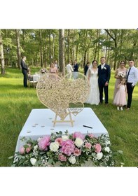 Resim Evlilik Sepetim Düğün-nişan Çift Kalpli Şeffah Pleksi 50 Cm Misafir-hatıra Anı Defteri-kutusu + Şövale Ve Kalem Hediyeli 