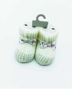 Resim Little Baby Unisex Krem Triko Bebek Patiği 