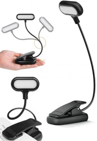 Resim HALL BREATHE Siyah Ledli Klipsli Mini Kitap Okuma Lambası, Pilli Masa Işığı 