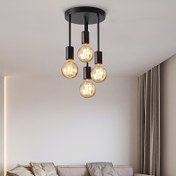Resim 1 adet siyah 4 lambalı tavan asma aydınlatması, modern yapay uydu tasarımı, E27 ampul bağlantısı, yatak odası, mutfak, koridor aydınlatması (ampulsuz) 