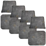 Resim Knsz minder seti 4 lü mazlum gri işlemeli kumaş oturma ve sırt tel sandalyesi minderi bir arada 