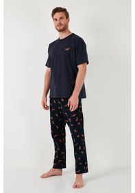 Resim Buratti Pamuklu Regular Fit Kısa Kollu Erkek Pijama Takımı 6572012 Lacivert 