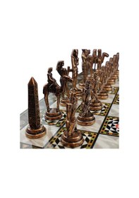 Resim Metal Mısır Satranç Takımı Antik Ve Sedef Desenli Mdf Ahşap Satra 