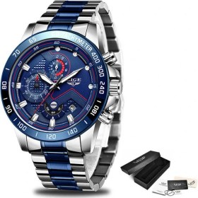 Resim Hanyang Gümüş Mavi Relogio Masculino Lıge Moda Erkek Saatler Üst Marka Lüks Kol Saati Kuvars Saat Gümüş Beyaz Izle Su Geçirmez Kronograf (Yurt Dışından) 