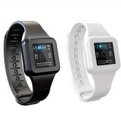 Resim 1 Adet TS-25 Ses Dalgası Teknolojili Böcek Kovucu Saat - Ses Dalgası Teknolojisi ile Haşere Kontrolü, USB, Dijital Ekranlı Taşınabilir Açık Hava Spor Saati, Yürüyüş, Kamp ve Seyahat için Dahili Lityum Pil (Siyah/Beyaz) 