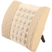 Resim Bej Araba Elektrikli Masaj Minderi Araç Koltuğu Sırt Bel Desteği Bel Yastığı Masajı 