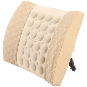 Resim Bej Araba Elektrikli Masaj Minderi Araç Koltuğu Sırt Bel Desteği Bel Yastığı Masajı 