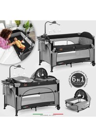 Resim Elele Bonte 2 6in1 Lüks Anne Yanı Oyun Parkı Park Yatak Xl 70x120 Cm Gri-siyah - Gri-siyah 