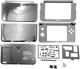 Resim Siyah Gri Yeni 3DSXL 3DSLL Komple Muhafaza Kılıfı Kabukları Değiştirme, New3DS Yeni 3DS XL LL New3DSXL Konsollar, Koyu Gri Dış Muhafaza + Düğmeler, Vidalar, Stylus, Koruyucu, Tapalar Tam Set 
