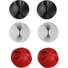 Resim TeknoBaran Yapışkanlı Kablo Sabitleyici Düzenleyici 6'lı Paket (2 Beyaz-2 Kırmızı-2 Siyah) MZ2023-38 