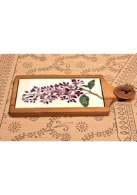 Resim El Yapımı Çini Midi Sunum Tahtası Leylak Desenli 