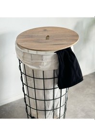 Resim Tel Kirli Sepeti Kapaklı Çamaşır Sepeti 6063 Ahşap 
