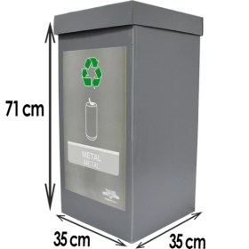 Resim Temel Geri Dönüşüm Kutusu Sıfır Atık Kutusu Gri Metal 
