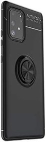 Resim Microcase Samsung Galaxy S10 Lite Focus Serisi Yüzük Standlı Silikon Kılıf - Siyah 