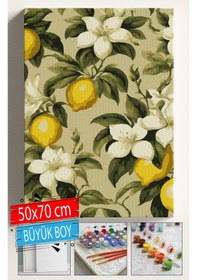 Resim Sayılarla Boyama Seti Numaralı Tuval Fırça Boya Dahil Kasnaklı Set 50x70 Cm - Limon 