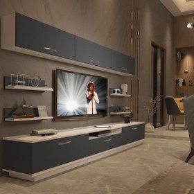 Resim Decoraktiv Trendstyle 8Y Mdf Tv Ünitesi Tv Sehpası - Beyaz - Antrasit 