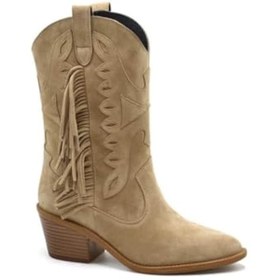 Resim VENÜS 2454101K TOPUKLU SAÇAK DETAYLI VESTERN DERİ KADIN BOT 