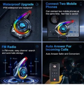 Resim Çeşithane Y21 Renkli Işıklı Motosiklet İnterkom - Dahili Fm Radyolu, Bluetooth 5.3 Teknolojili, Rgb 
