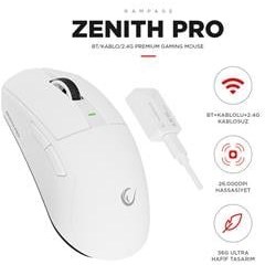 Resim Rampage ZENITH PRO 4K 26000 DPİ Kablosuz Beyaz Gaming Mouse 