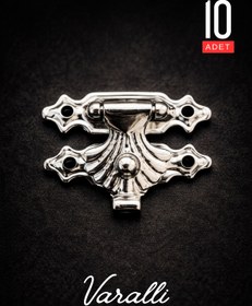 Resim Varalli 10 Adet Gümüş Tavla Klipsi Metal - Tavla Kutusu Kapak Klips Kilit Aparatı No:1 ( 20x16 mm ) 