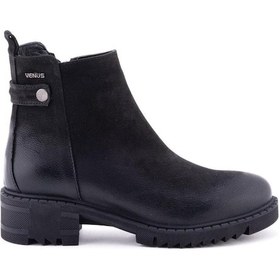 Resim Venüs Kadın Hakiki Deri Topuk Yüksekliği 4 Cm Ortopedik Comfort Bot 1950811 Sıyah Nubuk Siyah Nubuk 