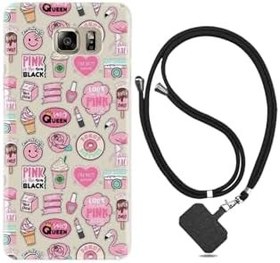 Resim kilifland Samsung Galaxy Note 5 ile Uyumlu Kılıf Desenli Silikon Boyun Askılı Donut Flamingo 1415 