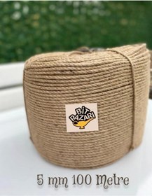 Resim izmir Bitpazarı Tam Kesit 100 Metre Jüt Ip Kendir Halat 5 Mm Jut Halat - Hasır Ip - Kendir Ip - Salıncak Ipi 