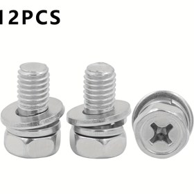 Resim 12 adet M6x16-12 adet paket motosiklet bataryası terminali vidası ve vidaları 304 paslanmaz çelik vidalar ve vidalar ATV, UTV bisiklet scooter için - Sekizgen vidalar 