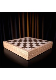 Resim Rustik Ceviz Desenli Mdf Ahşap Sandıklı Satranç Tahtası 36x36x6 Cm 