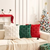 Resim Noel Atma Yastık Kılıfı - Altın Detaylı Noel Yeşili, Oturma Odası ve Yatak Odası Dekoru İçin Ters Çevrilebilir Polyester Yastık Kılıfı, Fermuar Kapanışı (İçerik Dahil Değildir), Noel Yastık Kılıfları 
